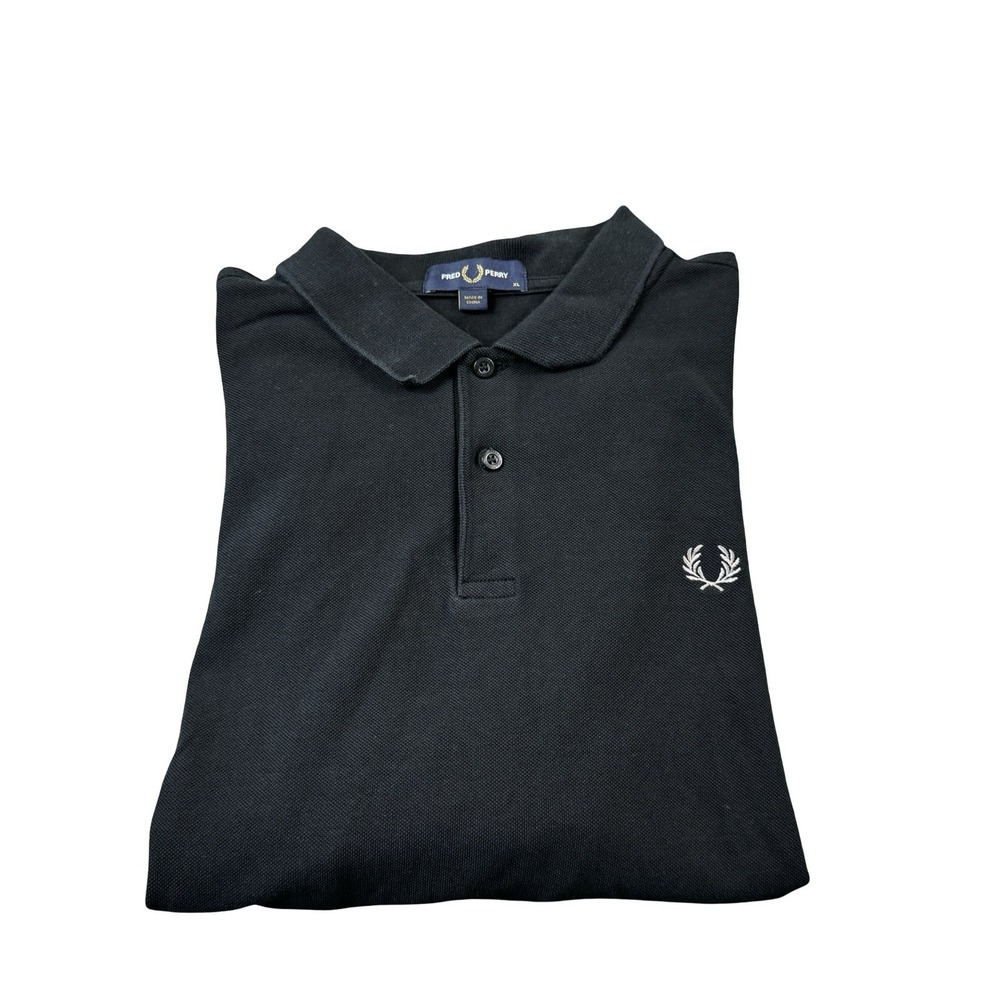 Fred Perry Black Silver Crest Cotton Mens Short Sleeve Polo Shirt XL